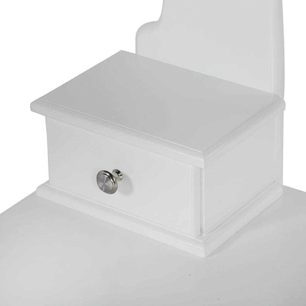 Resenkos Vanity Set Dressing Table with Mirror, 10 Light Bulbs, Stool 5 Drawers, 29.5 x 15.7 x 52.8 inches, White