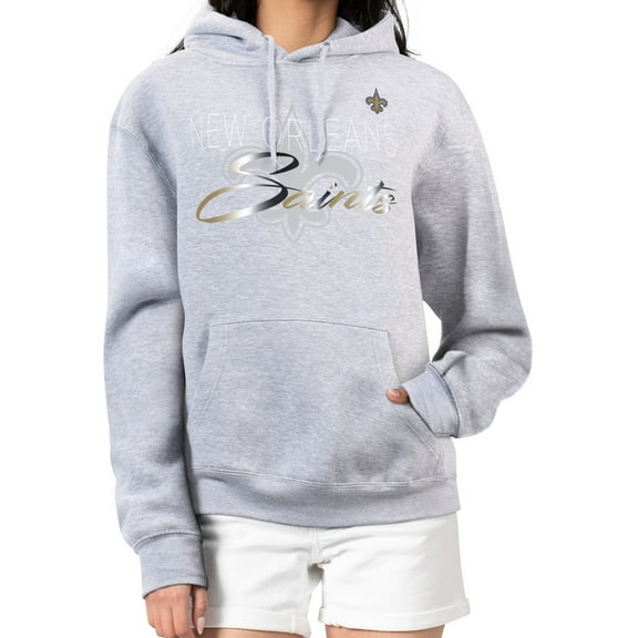 Women's G-III 4Her by Carl Banks Gray New Orleans Saints Shadow Logo Fleece Pullover Hoodie
