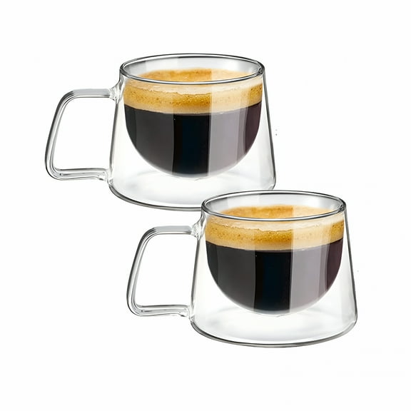 ACDANC Latte & Cappuccino Cups,Double-Walled Latte Cup,200Ml,Transparent Glass,Set of 2