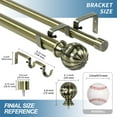 thumbnail image 3 of Urbanest Fluted Ball Manhattan 1" 3/4" Double Drapery Curtain Window Rod Set - 84" to 120", Antique Brass, 3 of 6