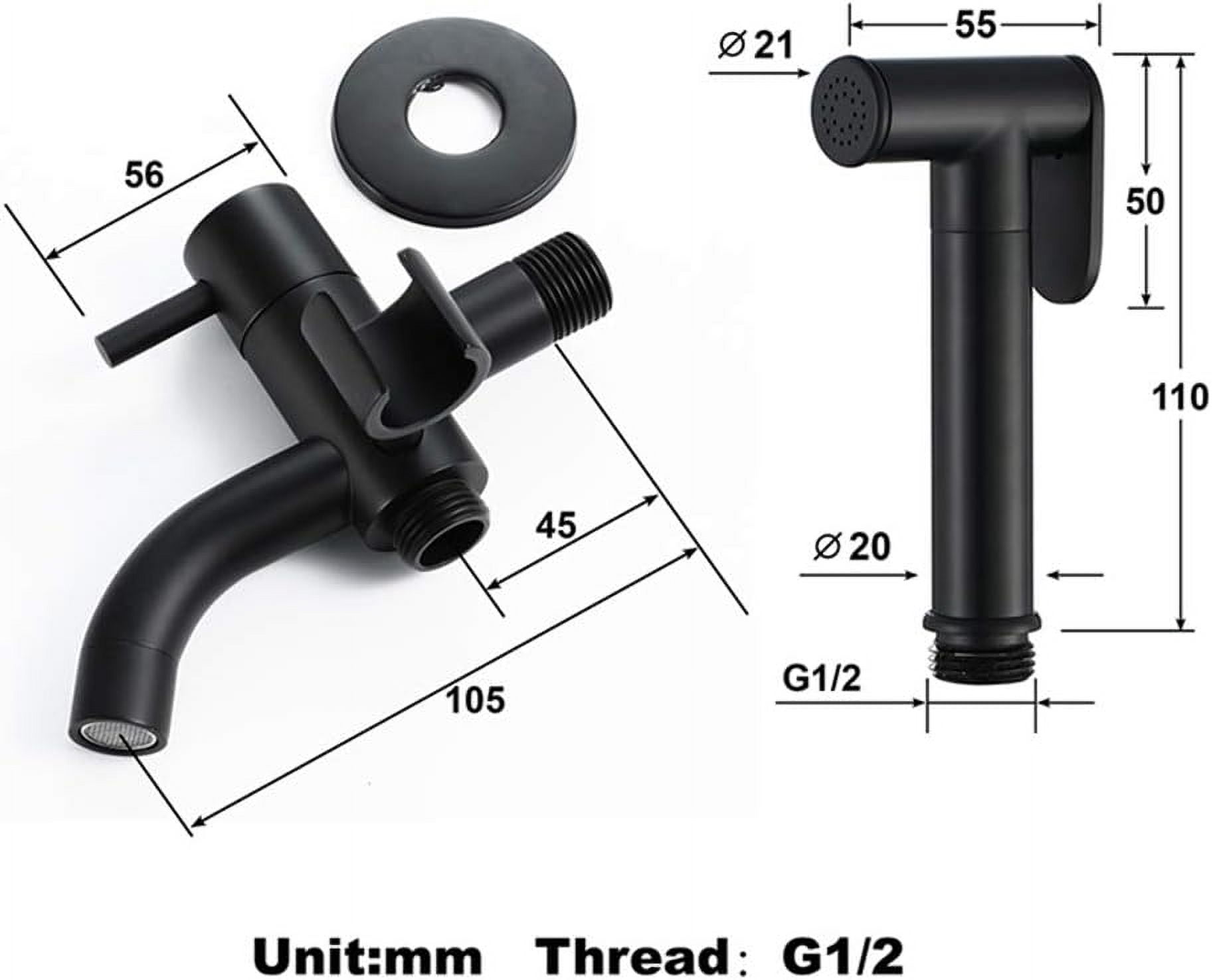 Bidet Sprayer Faucet Set with Cold Water Black Brass Wall Mount Handheld Toilet Bidet Attachment Pressure Sprayer Single Handle Bidet Spray Set for Personal Hygiene,Set a