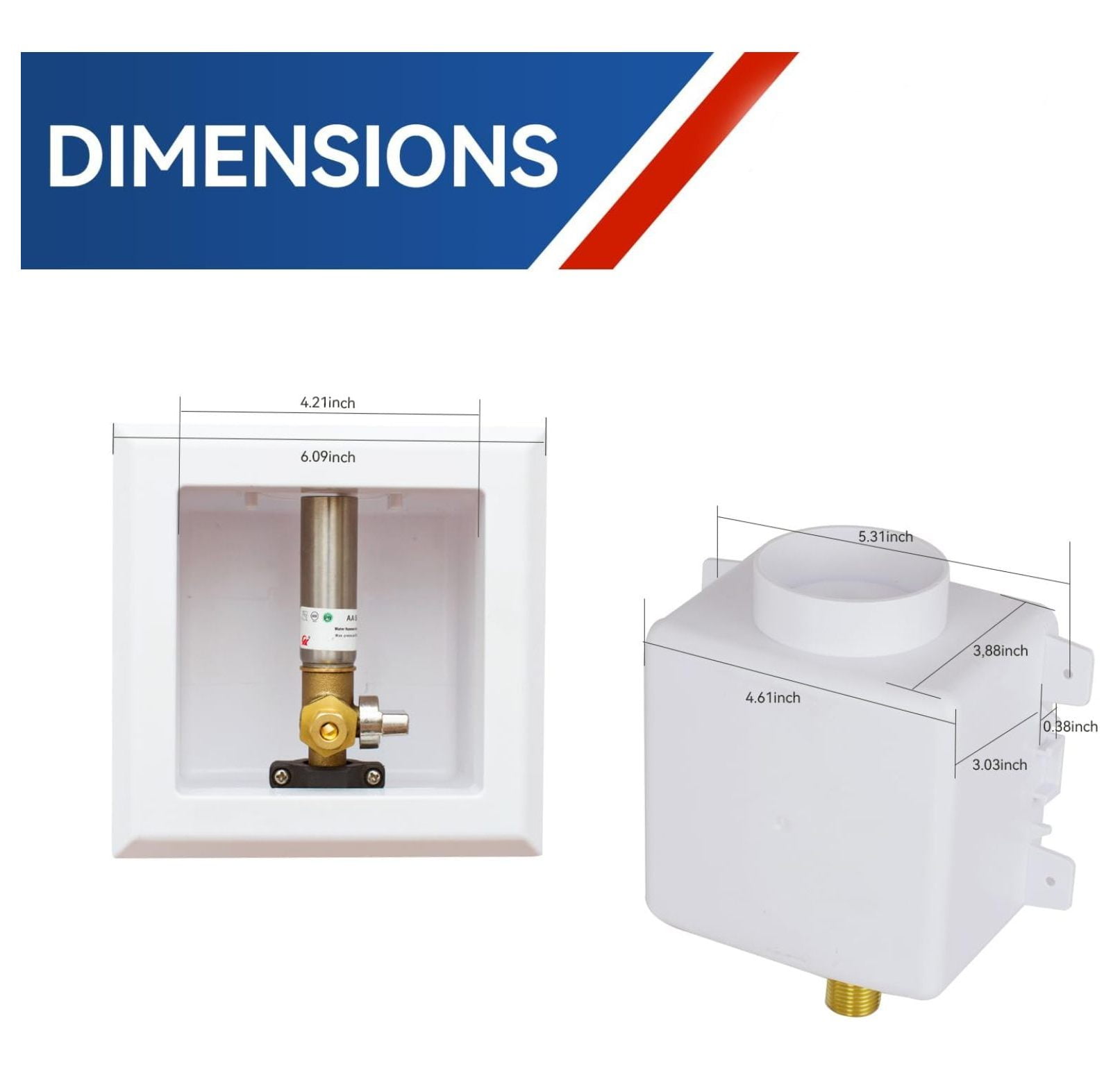 Icemaker Outlet Box with Water Hammer Arrestor,1/2 Inch Crimp PEX Inlet and 1/4 Inch OD Compression Outlet Connection Ice Maker Boxes,Refrigerator Water Line Kit