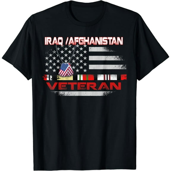 Proud Iraq Afghanistan Veteran Flag Shirt Veteran Day Mens T-Shirt