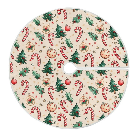 Ryvnso Christmas Tree Skirt Christmas Candy Fir Berry Xmas Tree Skirts Ornament Home Decorations 35.4"