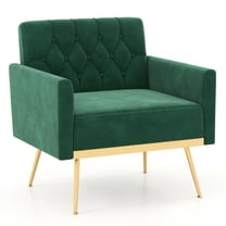 Giantex Mid-century Upholstered Accent Chair, Modern Leisure Velvet Sofa w/Adjustable Foot Pads (1, Green)