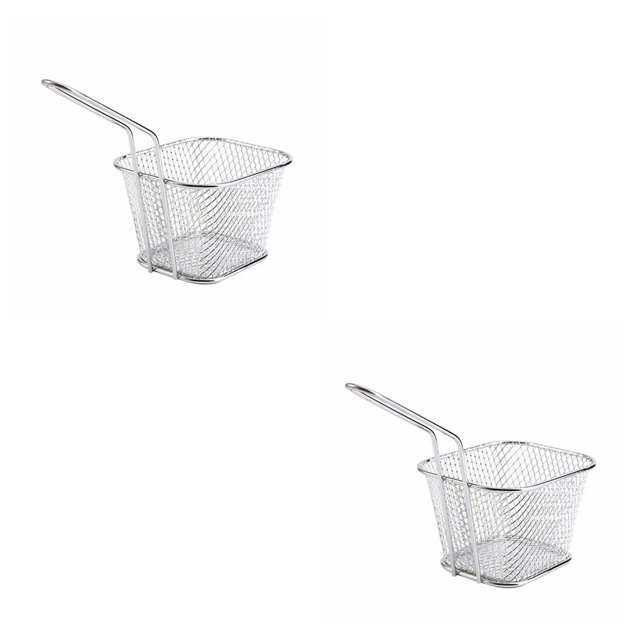 jesticaly French Fries Baskets Mesh Restaurant Vegetables Kitchen Supply Multi-function Baking Tool Onion Rings Lightweight Silver 10.5*8.5*6.5cm 2Set