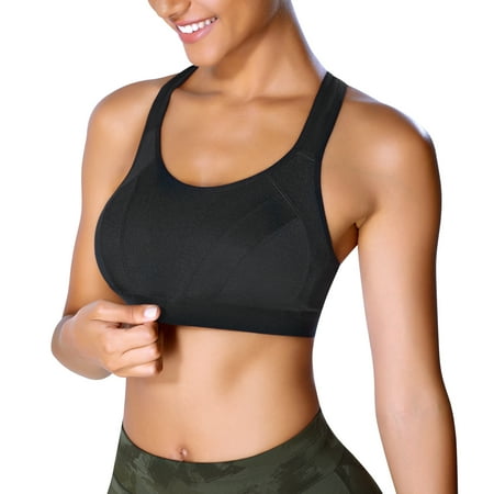 

KUMAYES Women s Sport Bra Full Support Control Workout Running Bra High Impact Racerback Wireless Seamless Yoga Tops