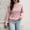 Pink, variant on Women's Casual Long Sleeve Sweaters Loose Crewneck Cable Knit Pullover Solid Color Basic Jumper Tops