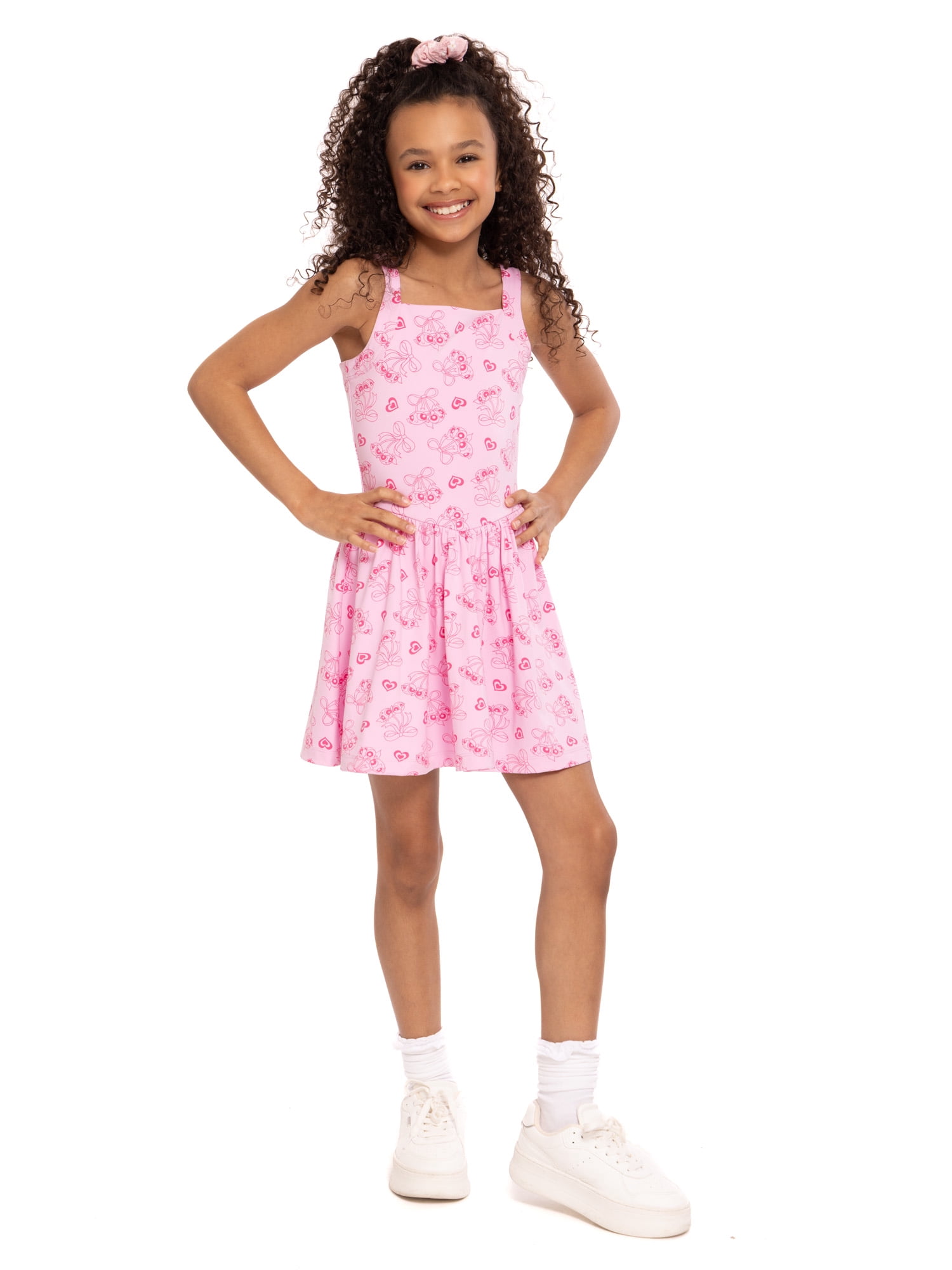 Powerpuff Girls Girls Active Sleeveless Dress with Built-In Shorts, Sizes 4-12