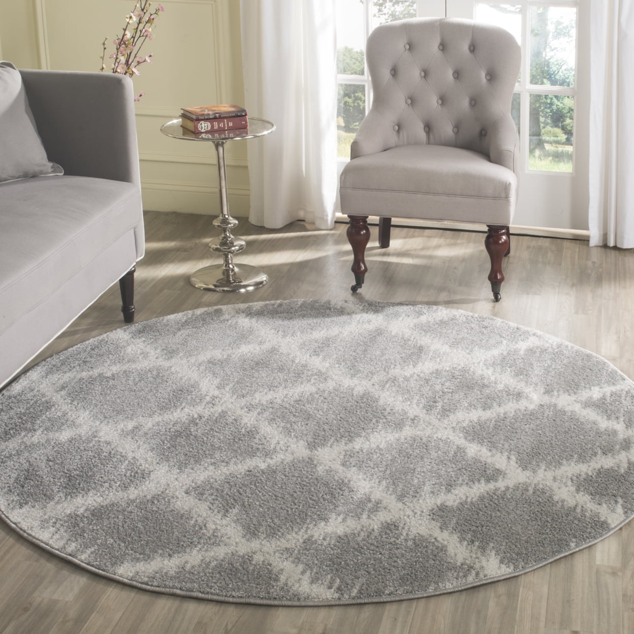 SAFAVIEH Adirondack Caryl Geometric Area Rug, Silver/Ivory, 4' x 6'