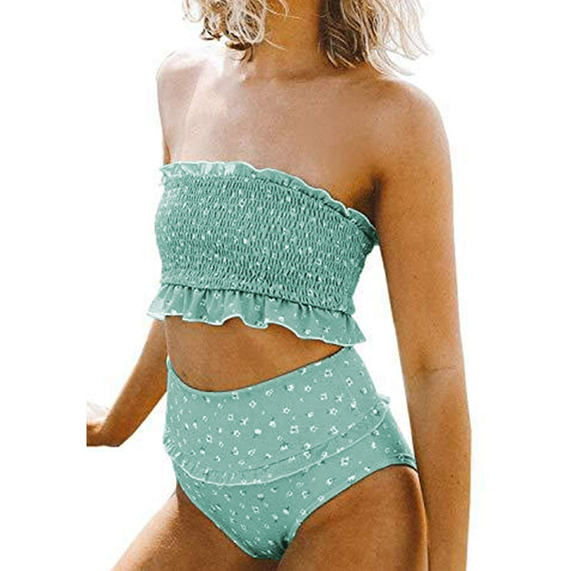 High waisted bikini and bandeau deals