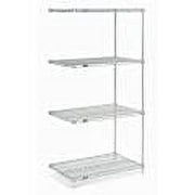 Nexel 4 Tier Wire Shelving Add-On Unit, Stainless Steel, 24W x 21D x 74H