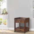 thumbnail image 6 of 2 Drawers and 1 Open Compartment Wooden Printer Stand with Casters Brown, 6 of 6