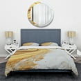 thumbnail image 3 of Designart "Modern Marble Spiral in Gold and White" Abstract Modern Spiral Bedding Covert Set - Abstract Gold Modern Bed Set With 2 Shams, 3 of 5
