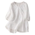 thumbnail image 1 of Women's Solid Color V Neck Literary Five Quarter Sleeve Top, 1 of 3