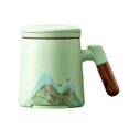 thumbnail image 2 of Taza de té de cerámica, taza de té, taza de café expreso, taza de la mañana, taza de té de hojas sueltas, taza de café para tienda, hotel, oficina, azul claro, 2 of 9