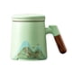thumbnail image 2 of Taza de té de cerámica, taza de té, taza de café expreso, taza de la mañana, taza de té de hojas sueltas, taza de café para tienda, hotel, oficina, azul claro, 2 of 9
