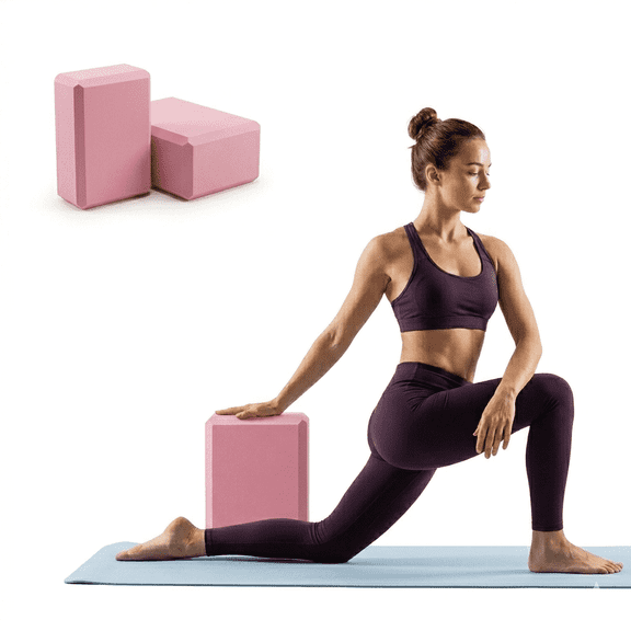 Yoga Blocks 2 Pack, 9"x6"x3" High Density EVA Foam, Non-Slip Lightweight Exercise Bricks for Yoga Pilates Meditation (Pink)