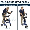 thumbnail image 4 of Andador vertical Vive Mobility con asiento para personas mayores, mujeres - Andador con ruedas, reposabrazos, resistente, plegable, ayuda médica para personas mayores - Ayuda plegable para caminar (az, 4 of 5