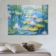 thumbnail image 4 of GOSMITH  Art Decor Tapestry with Flower Floral Design Wall Hanging Aesthetic Backdrop Teal Plant Landscape for Living Room 40x30 Inch (Water Lilies by Claude Monet), 4 of 7