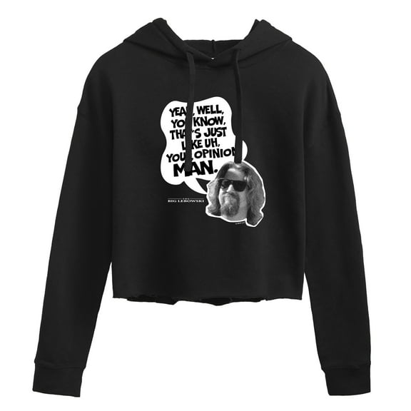 The Big Lebowski - That's Just Like Uh, Your Opinion - Juniors Cropped Pullover Hoodie