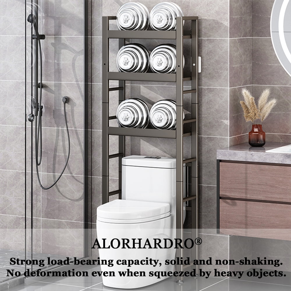 ALORHARDRO Over The Toilet Storage Rack, 3-Tier Metal Bathroom Organizer Stable Freestanding Toilet Rack Storage Shelves Space Saver, White