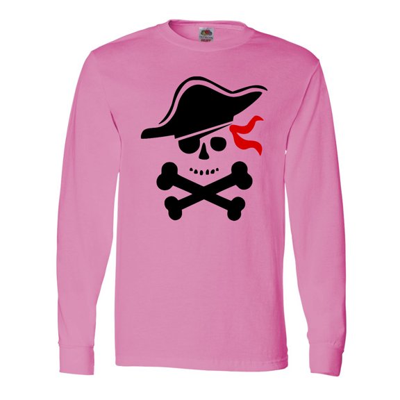 Inktastic Pirate Skull and Cross Bones Long Sleeve T-Shirt