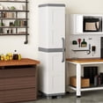 thumbnail image 5 of Costway Slim Storage Cabinet with Single Door, Plastic Kitchen Pantry with 4 Shelves Gray and White, 5 of 10