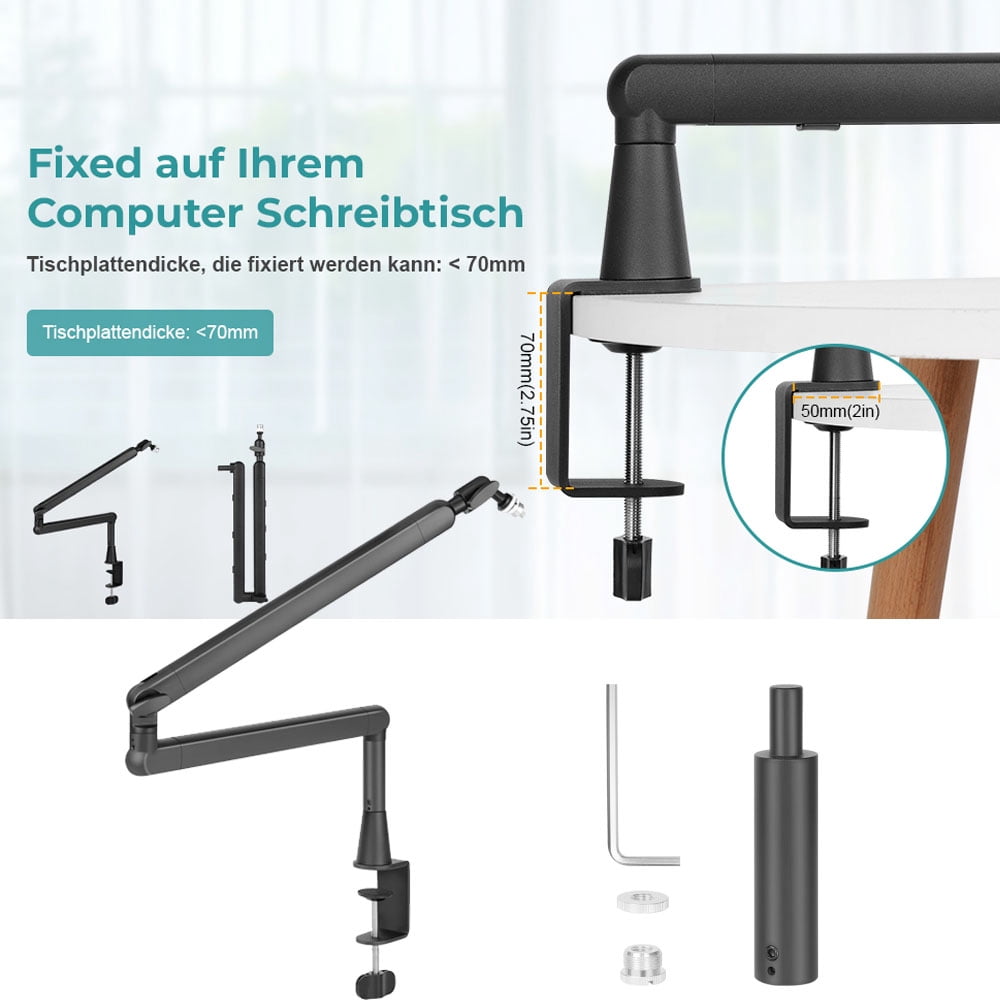 VIVIHEYDAY Heavy Duty Microphone Arm Stand, Adjustable Mic Boom Arm Stand with 3/8" to 5/8" Adapter