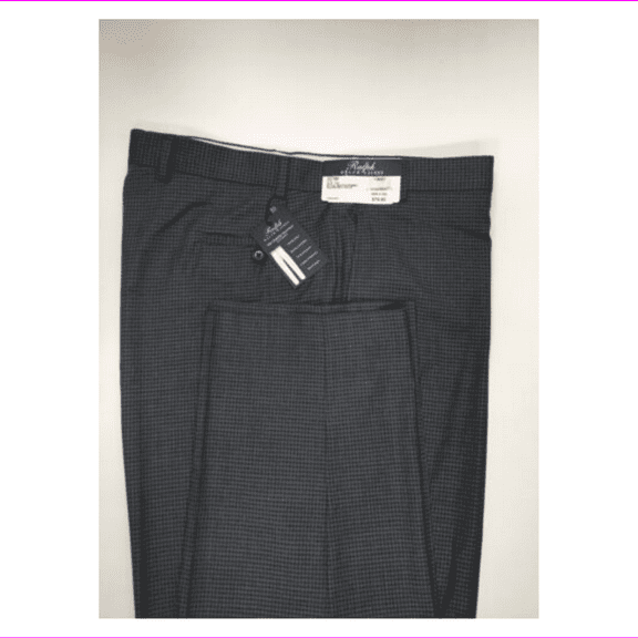 Ralph Lauren Men Check Pattern, Classic Fit, Flat Front, Grey Dress Pants, 38X34