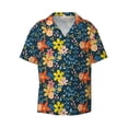 thumbnail image 4 of Uemuo Blue Floral Pattern Cotton Linen Short Sleeve Shirts,Casual Lightweight Button Down Shirts,Vacation Beach Summer Tops-Small, 4 of 7
