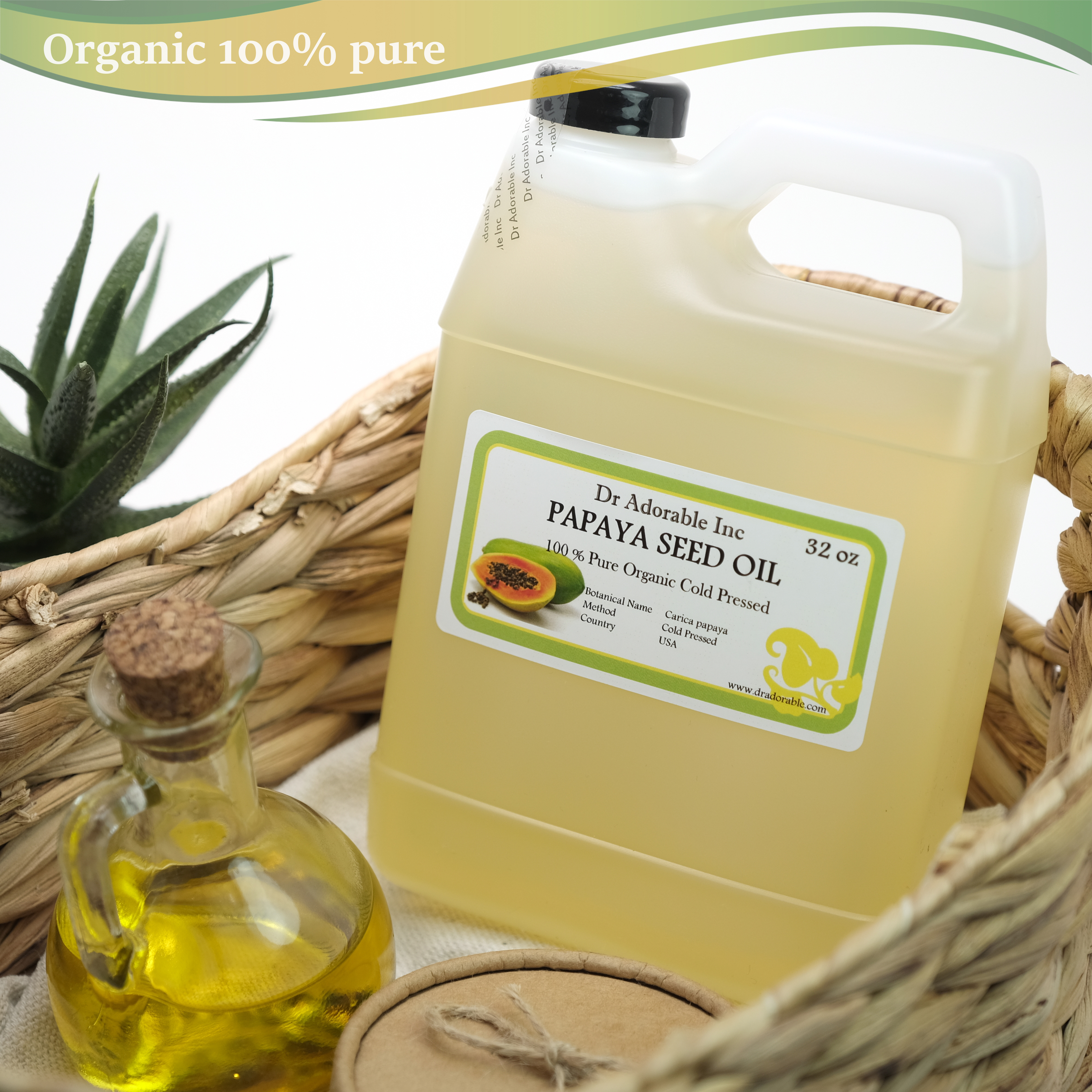 Dr. Adorable - 100% Pure Papaya Seed Oil - Organic Cold Pressed Moisturizing Oil For Face Skin Hair - 32 oz