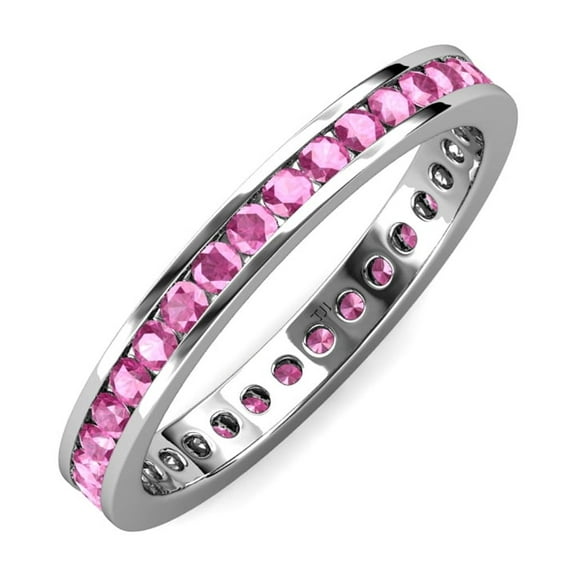 TriJewels 1.38 ctw Round Pink Sapphire (2.40 mm) Eternity Band in 10K Gold