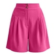 thumbnail image 6 of ClodeEU Women's High Waisted Pleated Shorts,Casual Button Fly Loose Fit Wide Leg Shorts with Pockets Hot Pink,Women's Plus L, 6 of 7