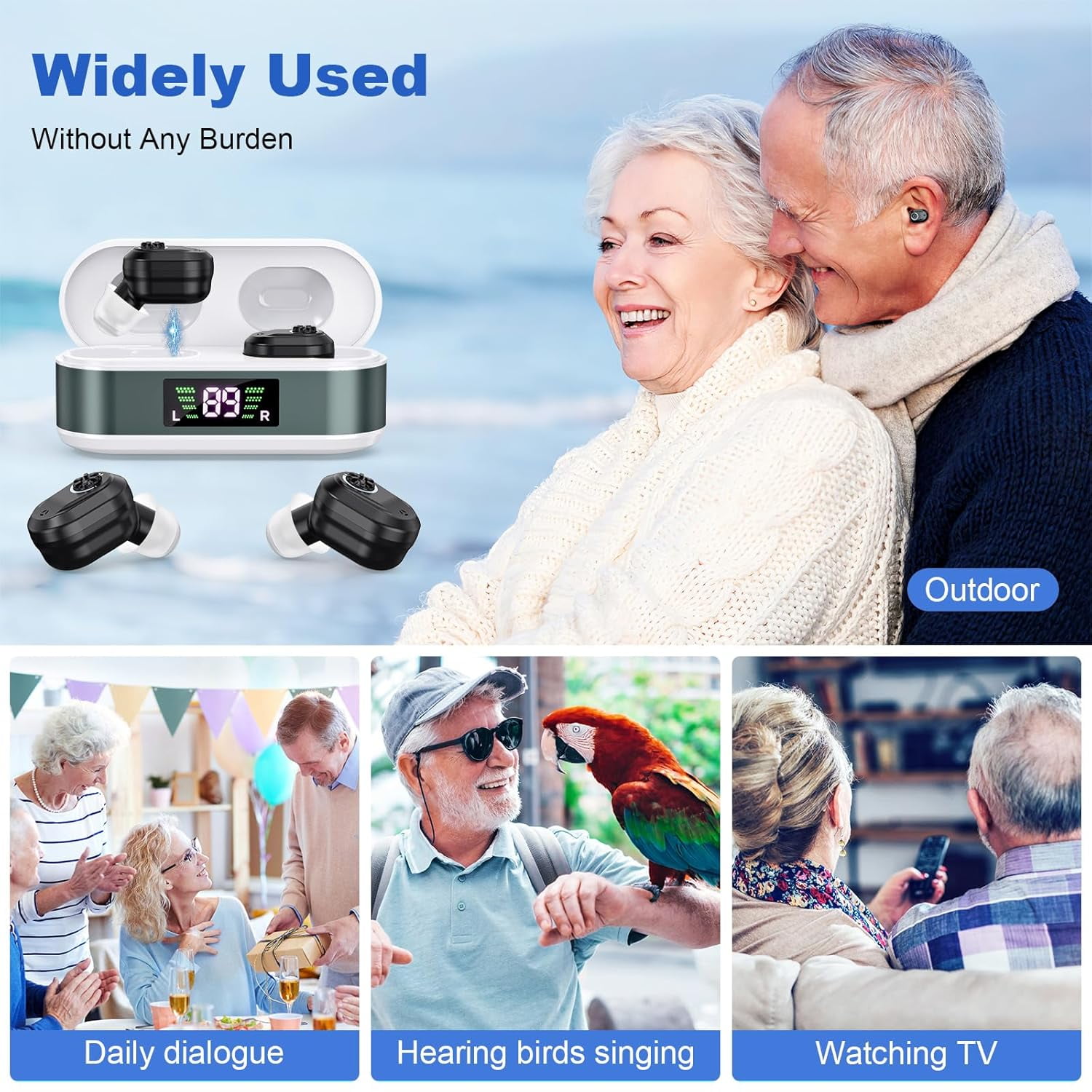SUWU Hearing Aids for Seniors with digital Displays,Wireless Hearing Aids with Adjustable Volume,Invisible Hearing Amplifier with Noise Reduction with Large Capacity Battery Charging Case