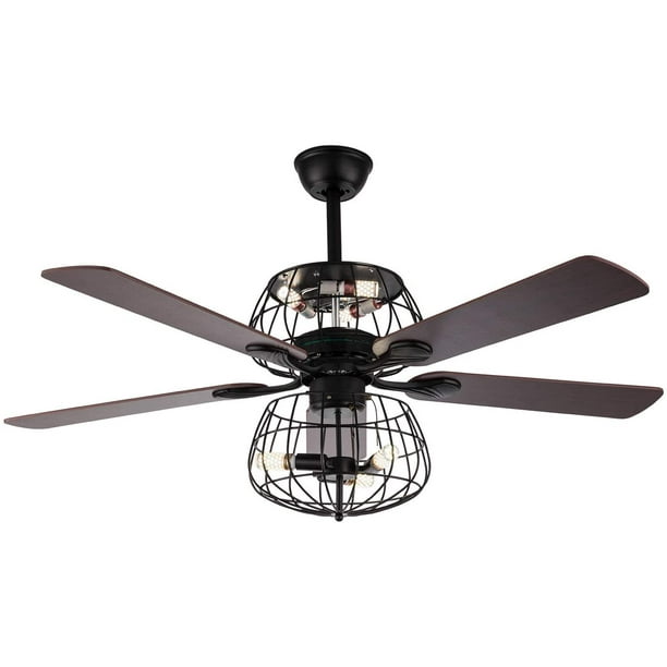 Tfcfl 52 Ceiling Fan Light 3 Sd Remote Control Cage Wrought Iron Chandelier Metal 5 Wooden Blades Bronze Com - Iron Chandelier Ceiling Fan Tfcfl 52 Ceiling Fan Light 3 Sd Remote Control Cage Wrought Iron Chandelier Metal 5 Wooden Blades Bronze Com - Iron Chandelier Ceiling Fan