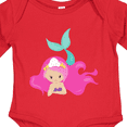 thumbnail image 4 of Inktastic Cute Mermaid, Pink Hair, Green Tail Girls Long Sleeve Baby Bodysuit, 4 of 5