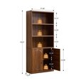 thumbnail image 6 of Weselon 70" Tall 5 Shelf Bookcase with Door and Shelves, Freestanding Storage Cabinet with Arched Acrylic Door for Living Room Office Storage, Floor Standing Bookshelves, Walnut, 6 of 8