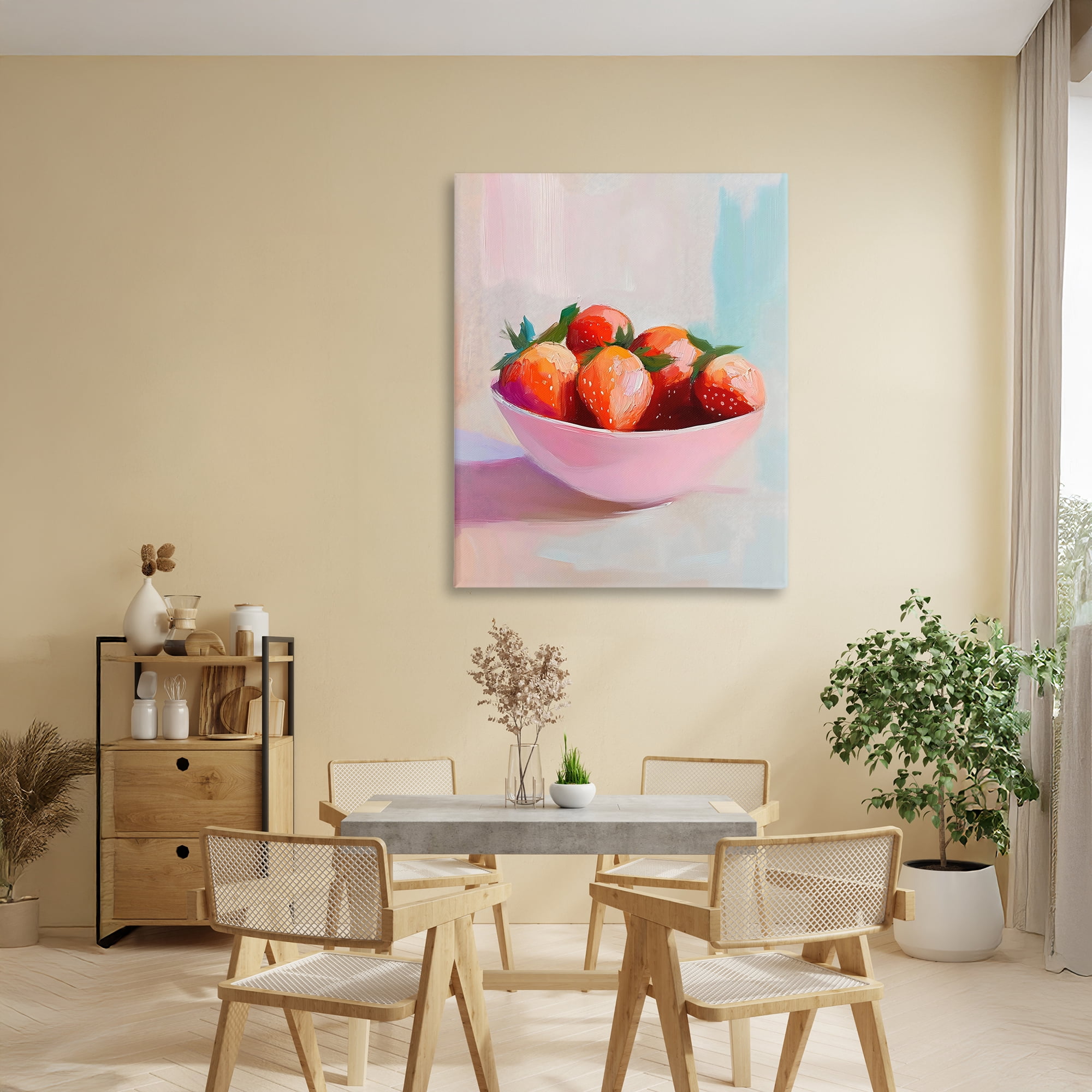 Stupell Industries Pastel Bowl of Strawberries Canvas Wall Art, design by The Prints Vibe