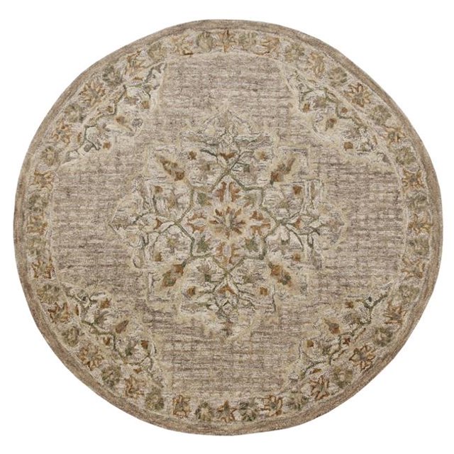 LR Resources SINUO54120BEI60RD Traditional Cottage Medallion Round Area Rug