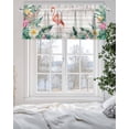 thumbnail image 5 of Curtain Valance for Windows,Watercolor Flamingo Bird Flower Kitchen Valances Rod Pocket Short Curtains,Tropical Leaves Wood Plank Window Treatment Panel for Bedroom Bathroom 42x12in, 5 of 9