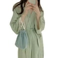 thumbnail image 4 of Camisón de cuadros estilo japonés, camisón de mujer de manga larga a cuadros, camisón largo para mujer, bata de baño a cuadros de otoño, compacta y ligera, 4 of 9