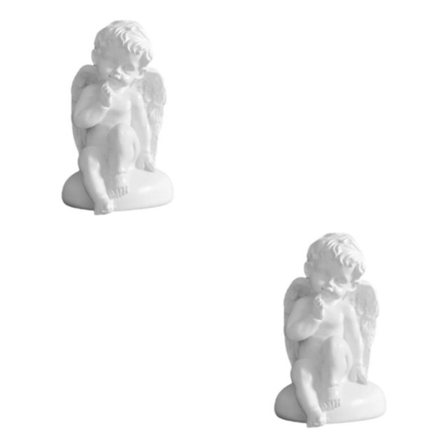 Guardoinrt Beautiful Resin White Angel Statue Delicate Desktop Decor Collection Window Props for Christmas sitting 2Set