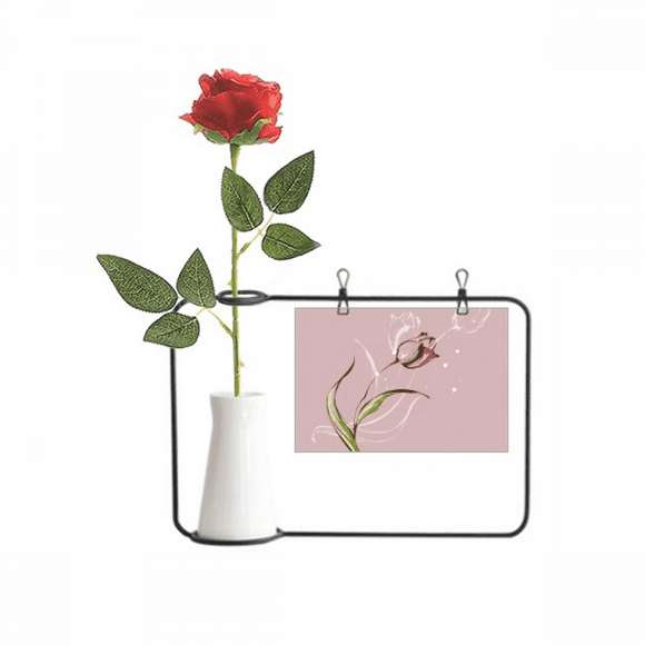 Flower Tulip Hand Painted Artificial Rose Flower Hanging Vases Decoration Bottle
