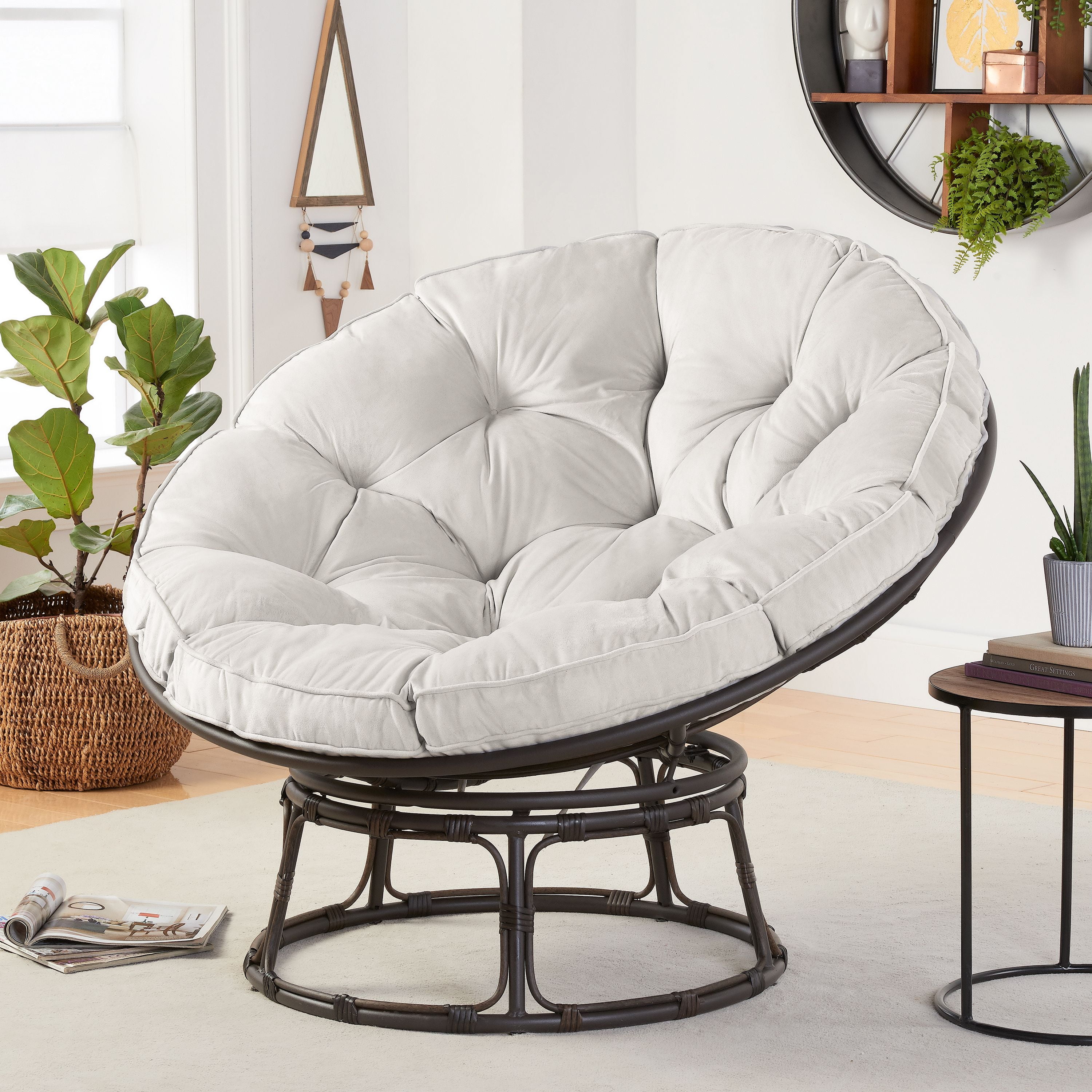 Better Homes & Gardens Papasan Chair 46" Wide, Pumice Gray, Upholstery