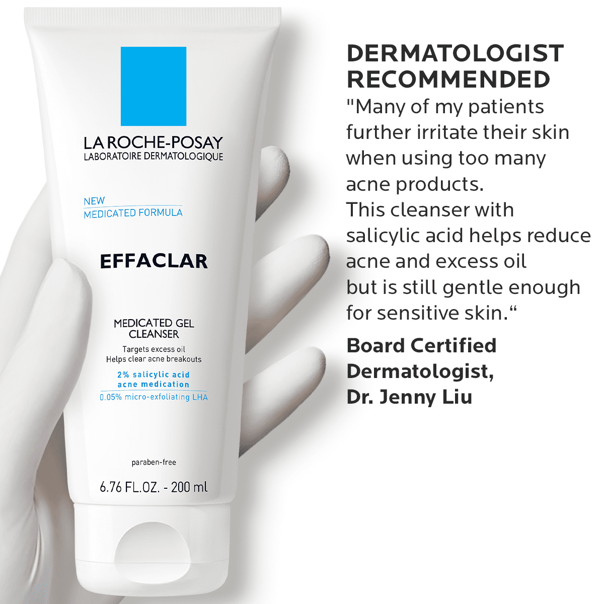 La Roche-Posay Effaclar Medicated Salicylic Acid Acne Face Wash for Oily Skin, 6.76 fl oz