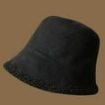 thumbnail image 2 of Riforla Reversible Suede Bucket Hat for Women Fall Winter Thick Lamb Warm Fisherman Hat Versatile Womens Hats Black, 2 of 5