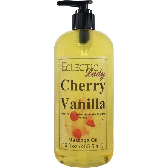 Cherry Vanilla Massage Oil by Eclectic Lady, 16 oz, Sweet Almond Oil and Jojoba Oil