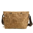 thumbnail image 4 of New Wax Canvas Splicing Men's Real-Leather Bag Vintage Men's Single-Shoulder Bag Fashion Computer Messenger Bag for men (Dark Gray), 4 of 7