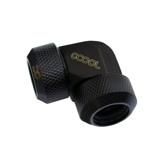 Alphacool Eiszapfen Hard Tube Compression Fitting, 13mm OD, 90 Degree, Deep Black
